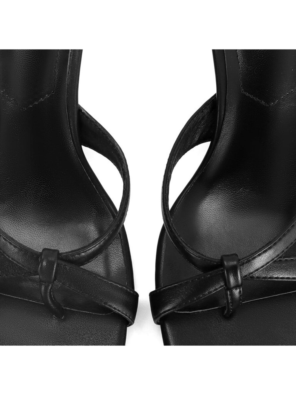 Women's Black Rounded Open-Toe Strappy Kitten Mule Heel Thong Flip-Flop Sandal - Picture 5 of 6